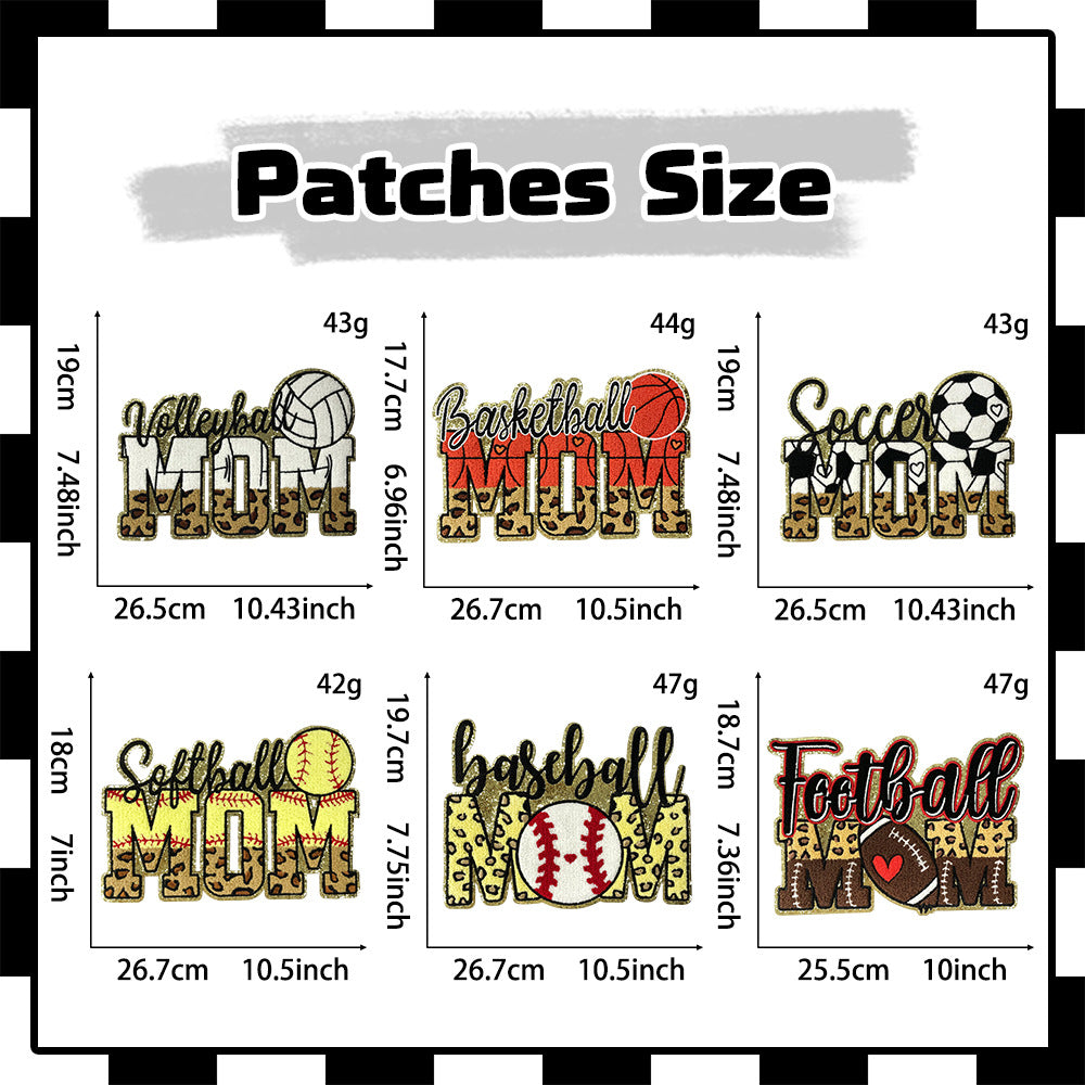 Wholesale Casual Towel Embroidered Sports Mom Patch For Coats Football Soccer Basketball Design DIY Sewing Accessory