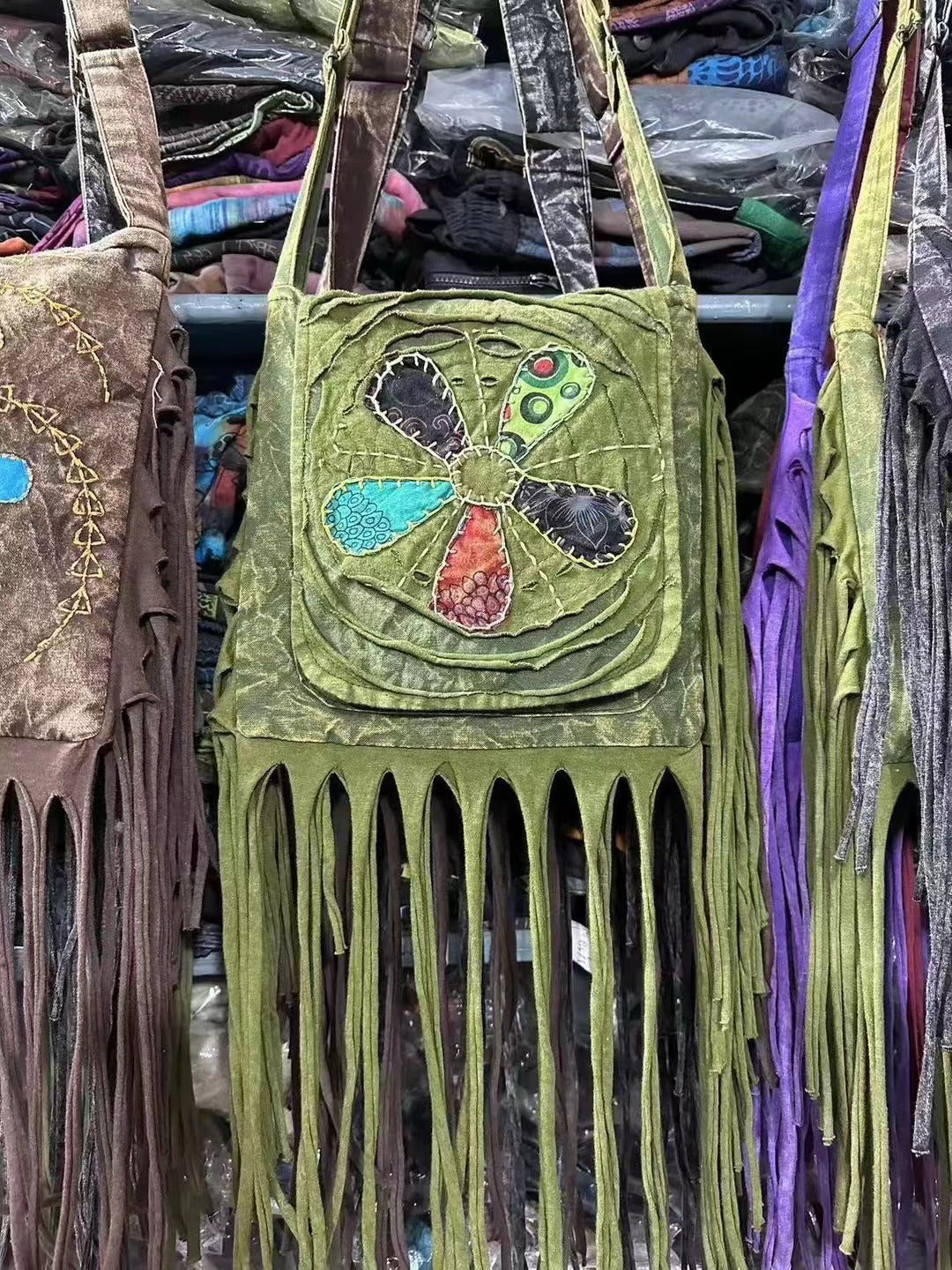 Wholesale Hippie Wasteland Style Bohemian Ethnic Style Niche Tassel Crossbody Shoulder Bag