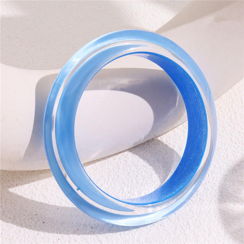 Wholesale Round Colorful Acrylic Bracelet Irregular Casual Round Jelly Color Resin Bracelet