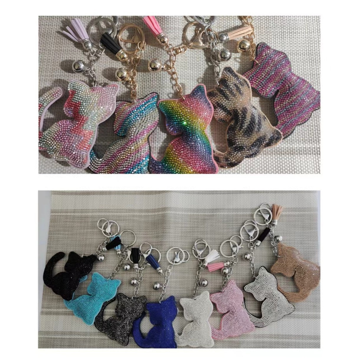 Wholesale  Velvet Diamond Loving Cat Cute Keychain Tassel Small Gift Creative Keychain
