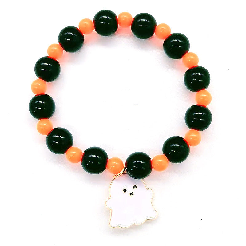 Wholesale New Halloween Handmade Beaded Hand Decorated Pumpkin Alloy Bracelet