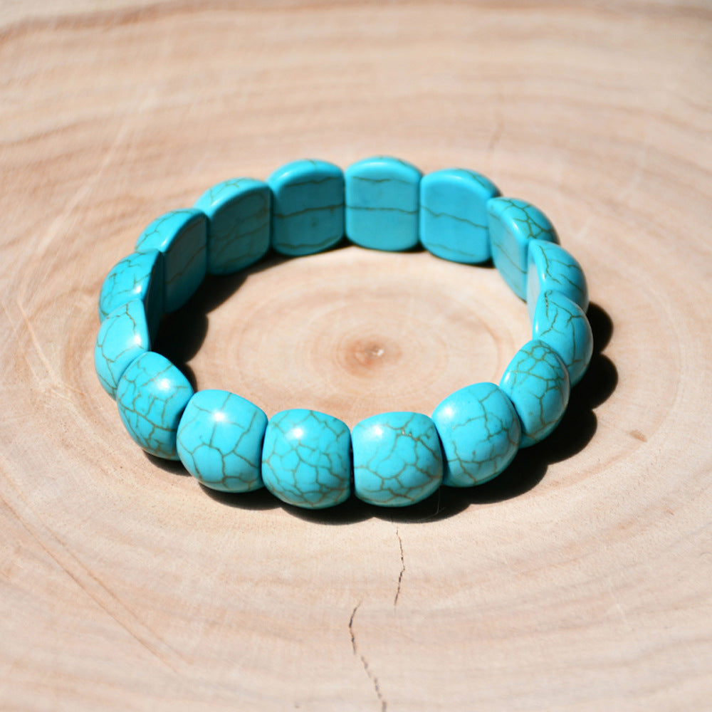 Wholesale wide surface elastic rope turquoise  vintage heart-shaped bracelet