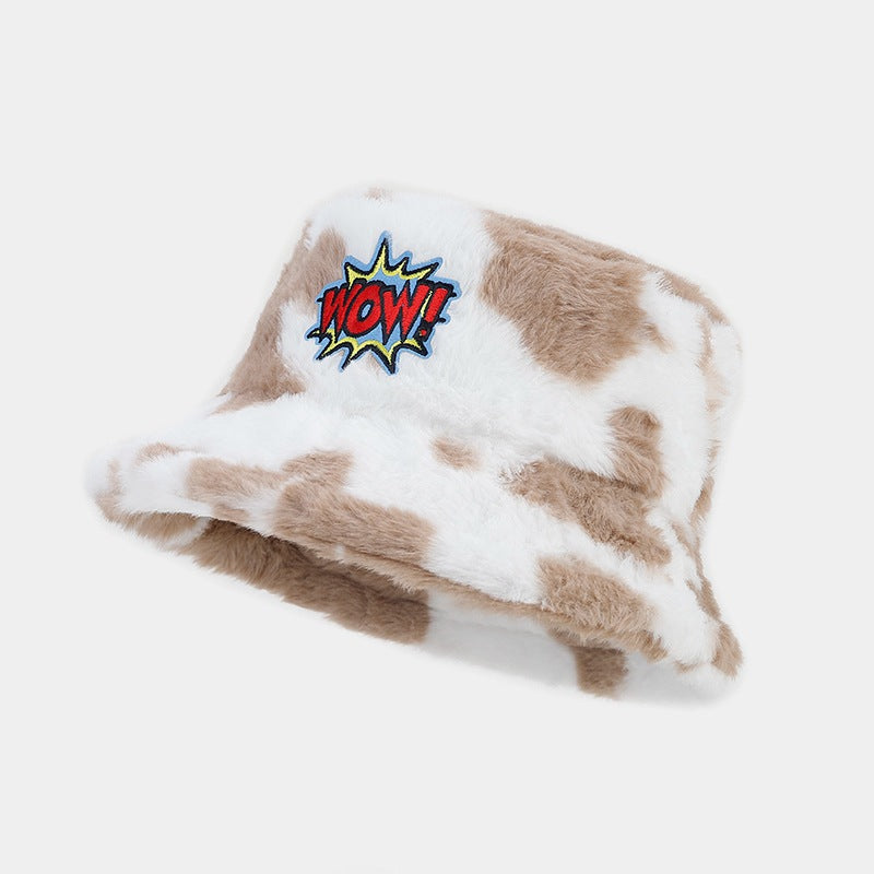 Wholesale Cow Pattern Fisherman Hat Plush Hat