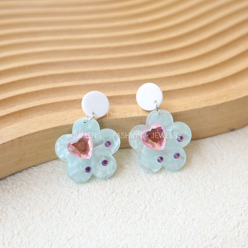 Wholesale blingbling Heart Zircon Rhinestone Acrylic Earrings