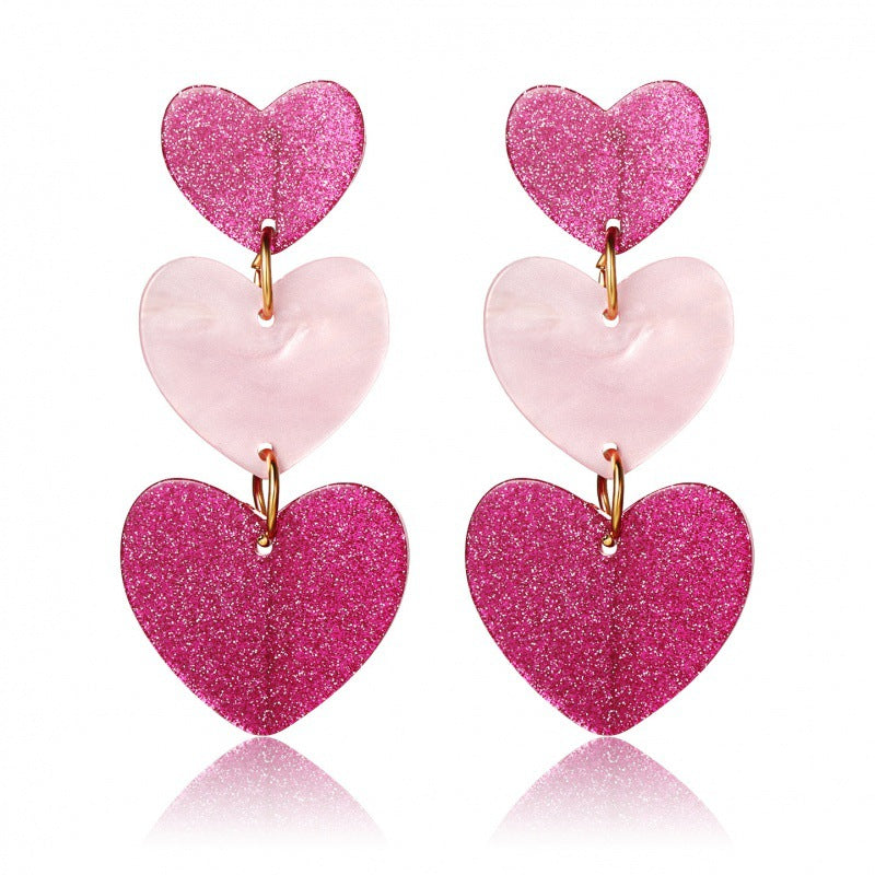 Wholesale color matching Valentine's Day acrylic love simple pendant texture dopamine earrings