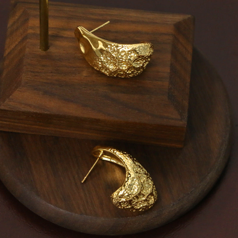 Wholesale 2023 Textured Copper Exaggerated Earrings