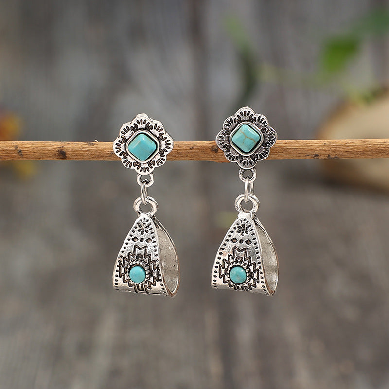 Wholesale Bohemian vintage style patchwork flower earrings