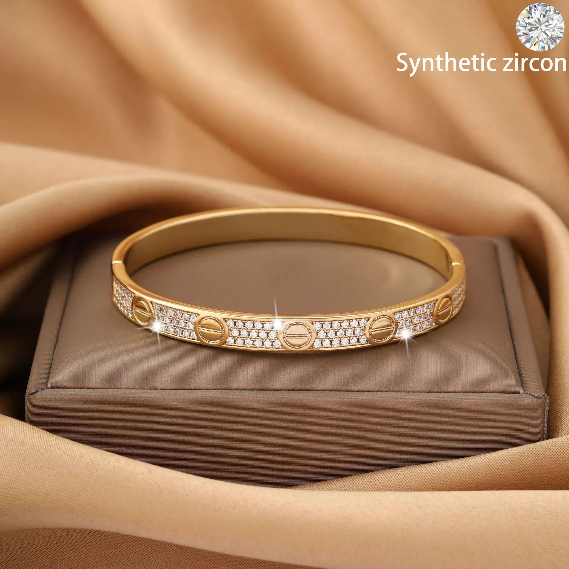 Wholesale Nail copper micro inlaid zircon open bracelet