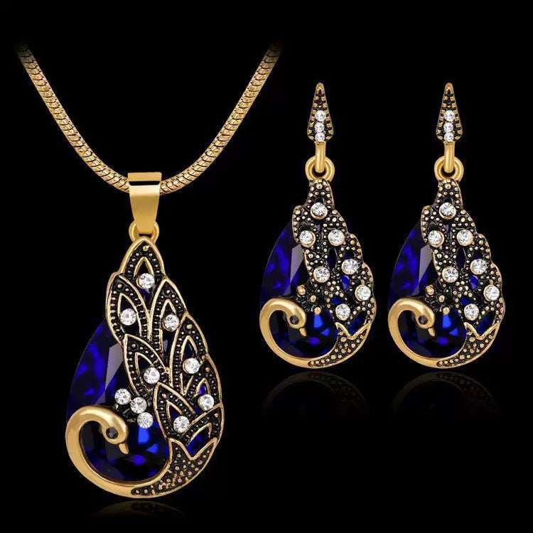 Wholesale Pink and white five petal flower necklace earring set