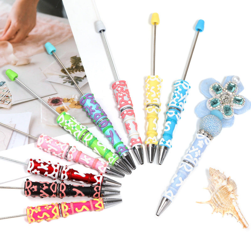 Wholesale  Hand-Painted Beaded Pen Creative Oil Dripping DIY