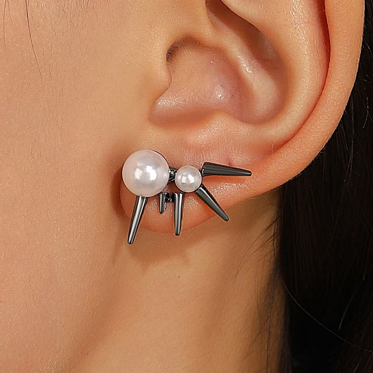 Wholesale Gothic thorn heart-shaped cross water drop punk earrings