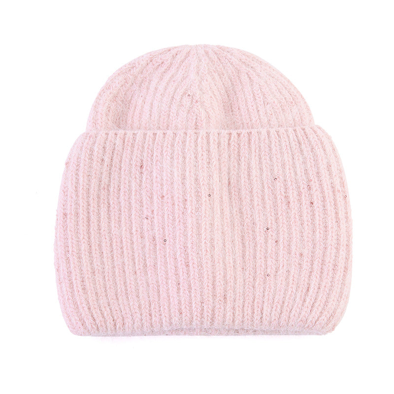 Wholesale Winter Knitted Hat Men's Woolen Hat Thickened Pure Rabbit Velvet Shiny Knitted Hat