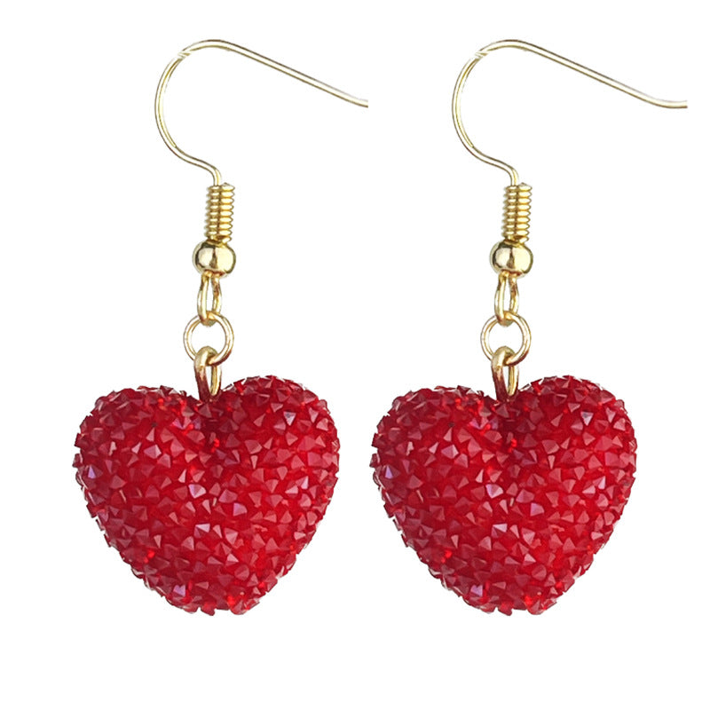 Wholesale 2pcs Valentine's Day Love Three-dimensional Simulation Candy Resin Diamond Color Matching Bead Earrings