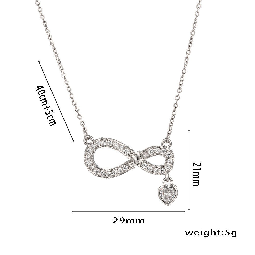 Wholesale Simple Fashion Personalized 8-shaped Love Micro-inlaid Zircon Necklace All-match Temperament Ladies Necklace Valentine's Day Gift