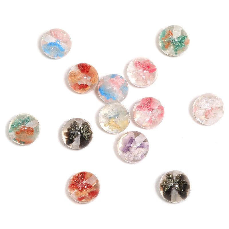 Wholesale 100pcs/pack Double-sided embedded fine glitter butterfly beads