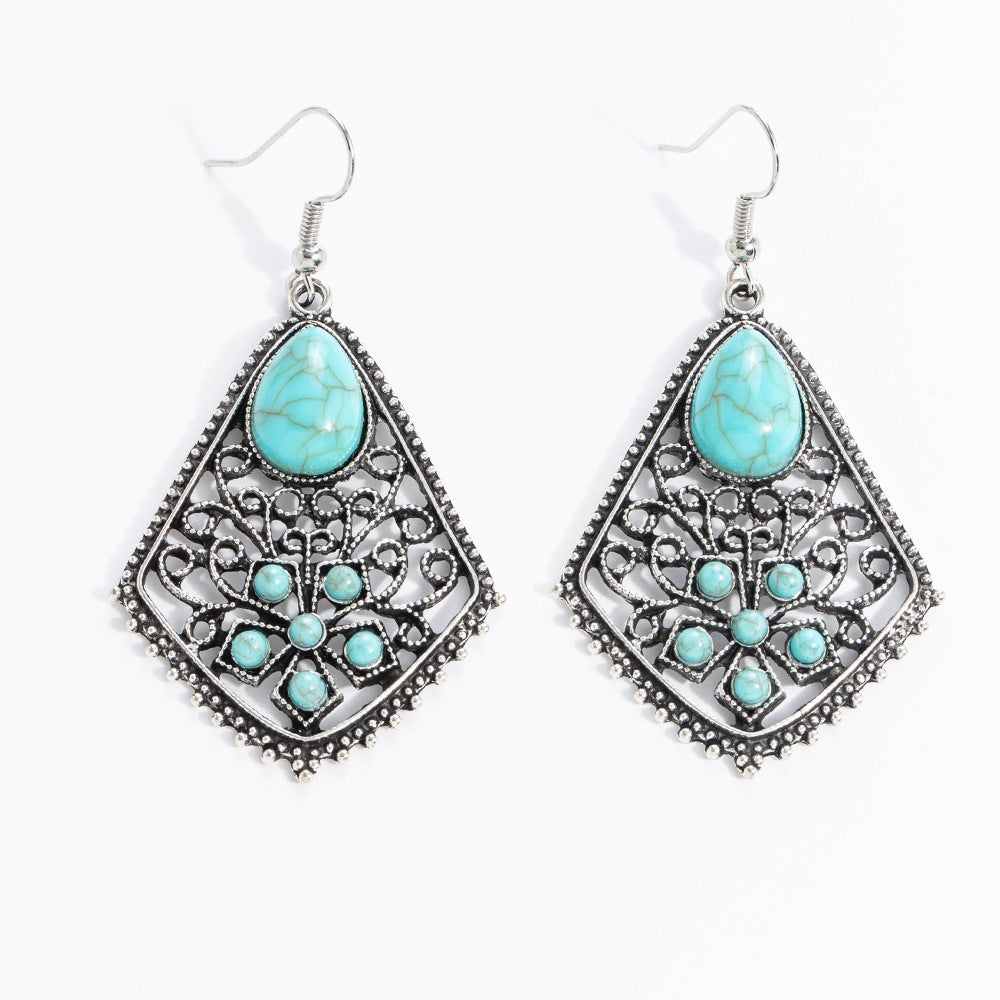 Wholesale 20pcs Bohemian Vintage Turquoise Alloy Earrings