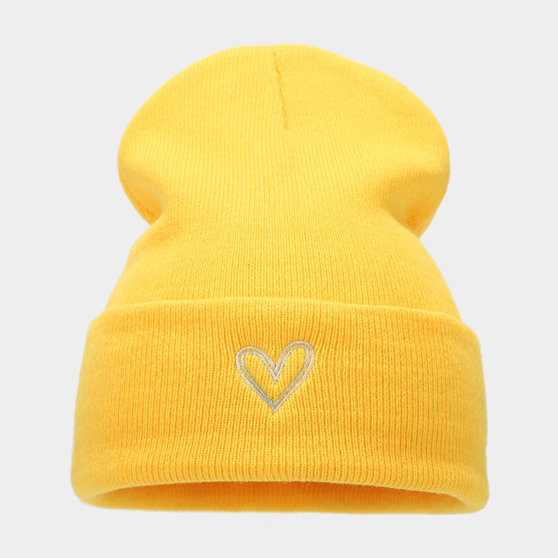 Wholesale Thickened Love Embroidered Acrylic Knitted Hats