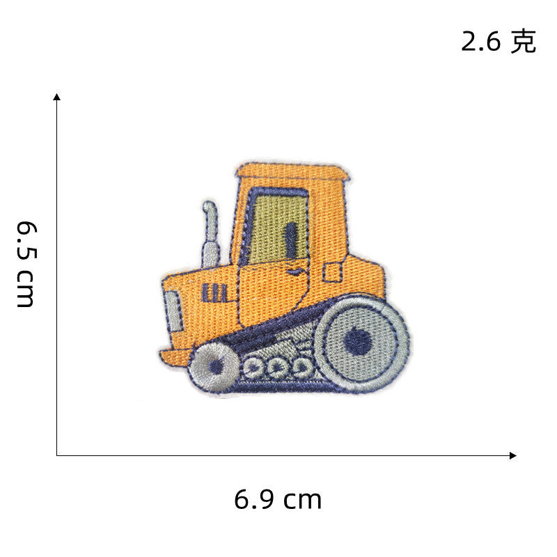 Wholesale Excavator Cartoon Embroidered Patch Polyester Iron On Sewing Craft Clothing Decoration Boutique Resale Accessory