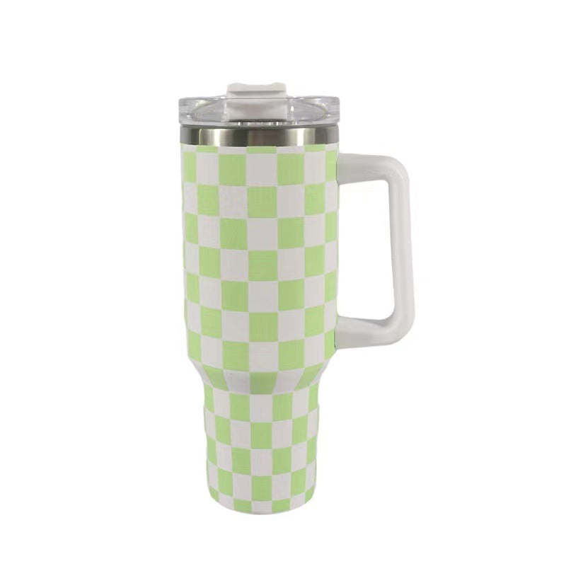 Wholesale Tumbler Ice Bullies Cup  Checkerboard Houndstooth Vacuum Cup Straw Cup 40OZ Car Cup Ice Cup