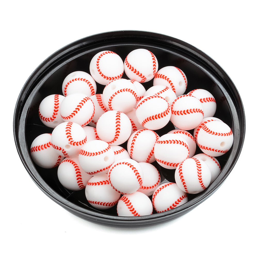 Wholesale 100PCS Silicone Baseball Beads Beads