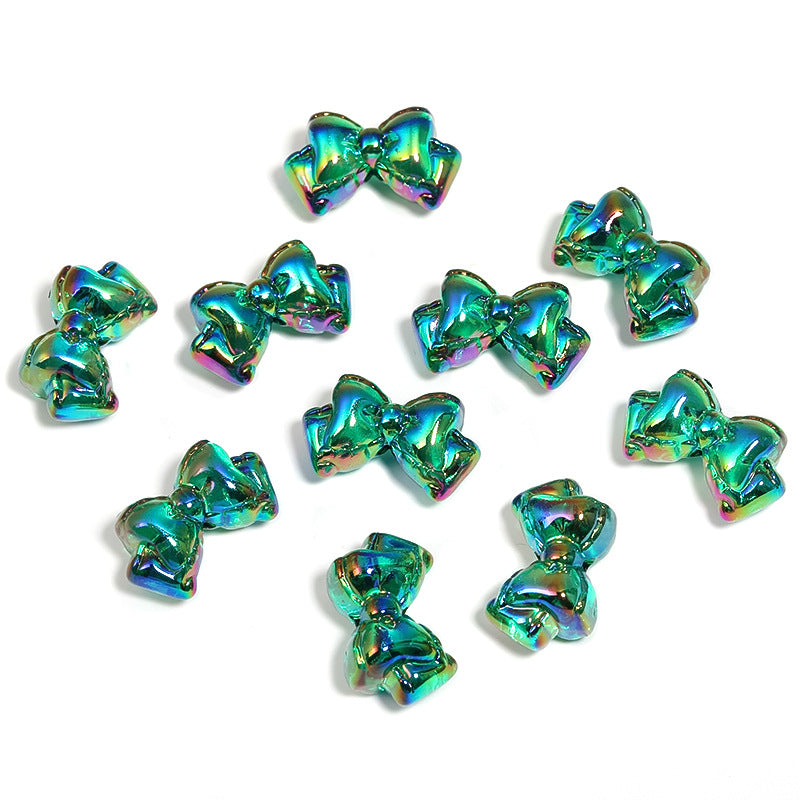 Wholesale 100pcs DiyUV Electroplating Transparent Color Bow Double Layer Bow Tie Acrylic Beads