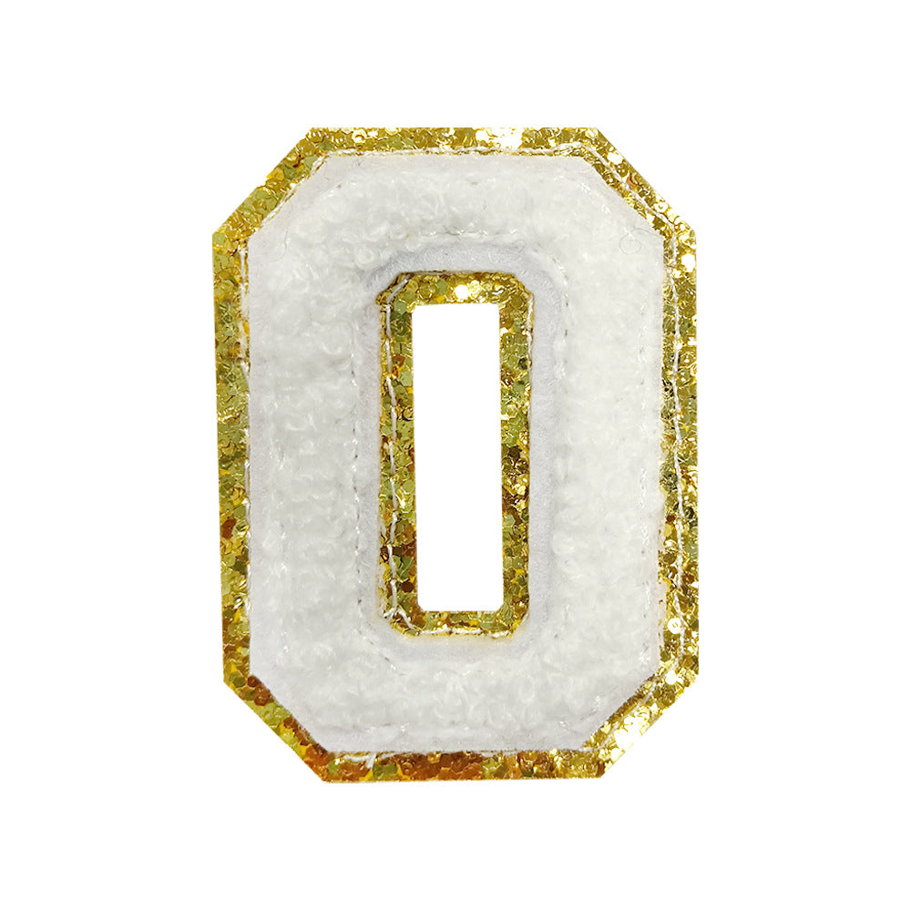 Wholesale White Towel Embroidered Alphabet Patches A Z With Gold Glitter Stylish DIY Accessory For Coats And Crafts