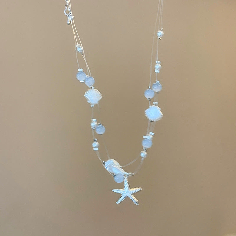 Wholesale Holiday Style Shell Necklace Braided Rope Clavicle Chain