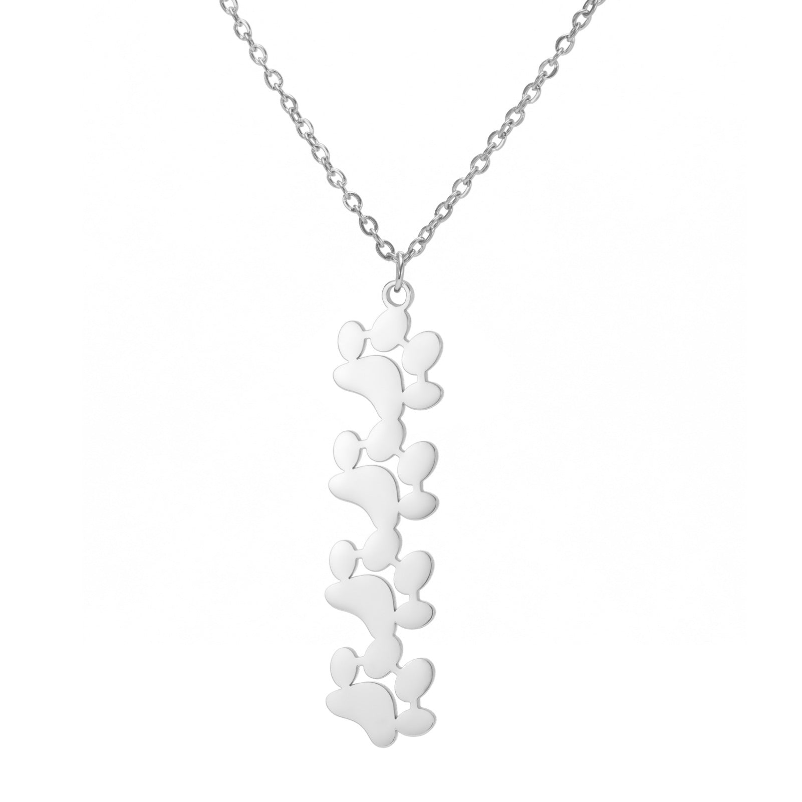 Wholesale Continuous Cat Paw Animal Footprint Pendant Stainless Steel Necklace