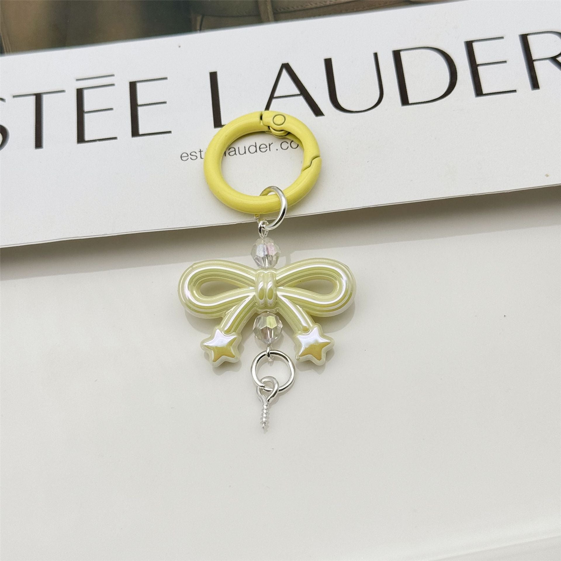 Wholesale Candy Color Bow Keychain Color Spring Buckle Cute Bag Pendant