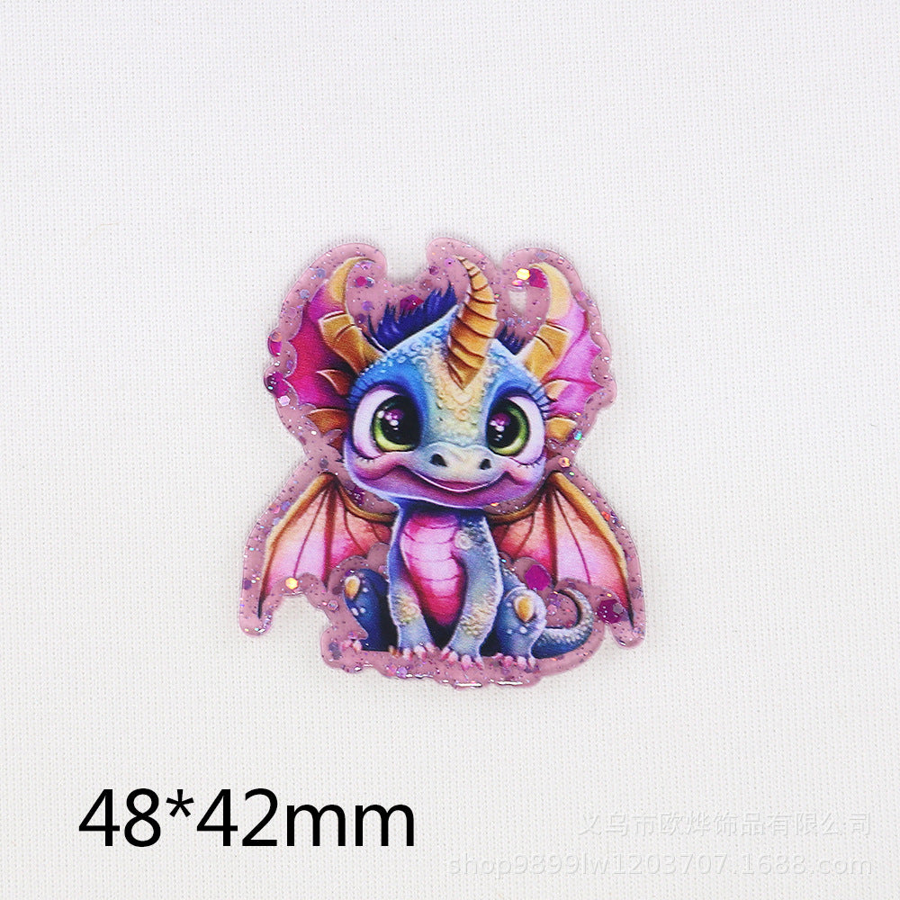Wholesale 10PCS FlatBack Cartoon Dragon Calf Letter Ornaments Acrylic DIY Patch Accessories
