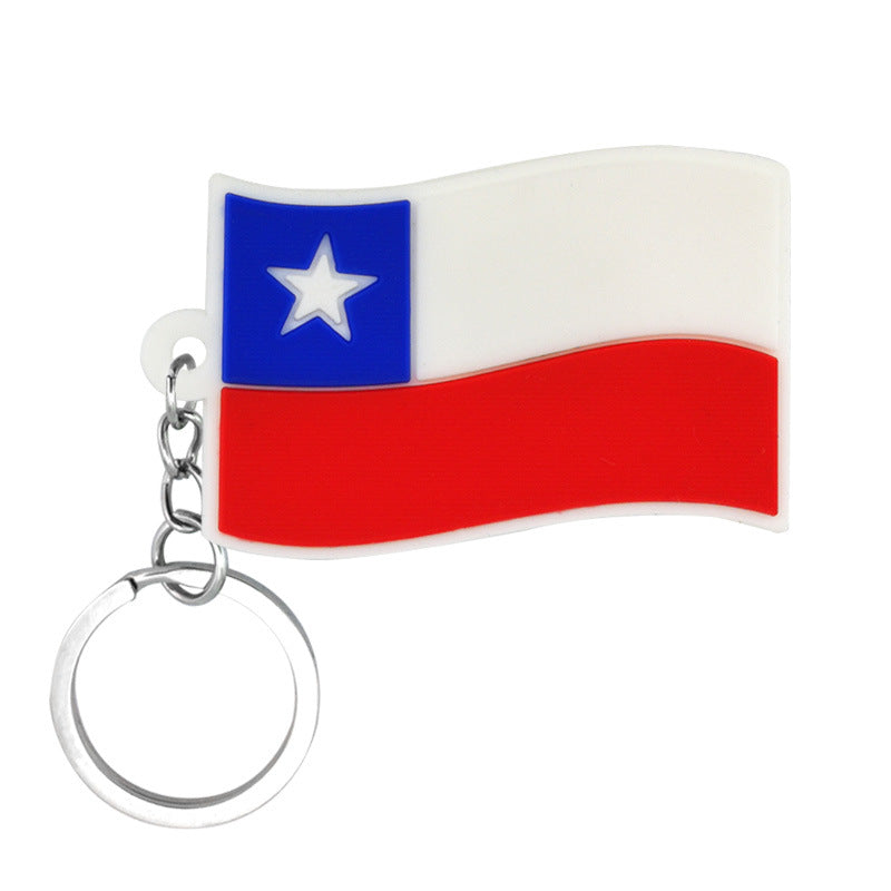 Al por mayor 10pcs US México Flagación del Reino Unido de la bandera de Francia PVC Keychain