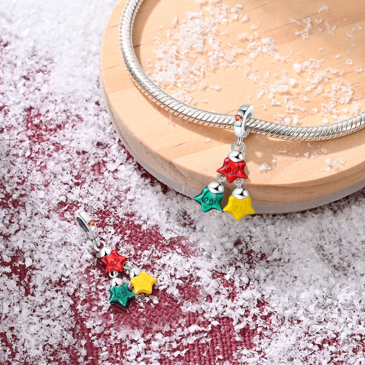 Wholesale Christmas Snowflake Christmas Tree Bell Sock Charms