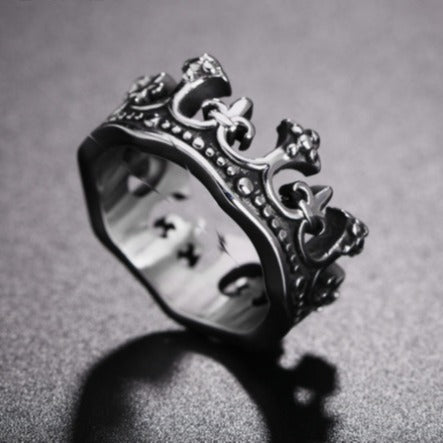 Wholesale Crown Vintage Titanium Steel Ring