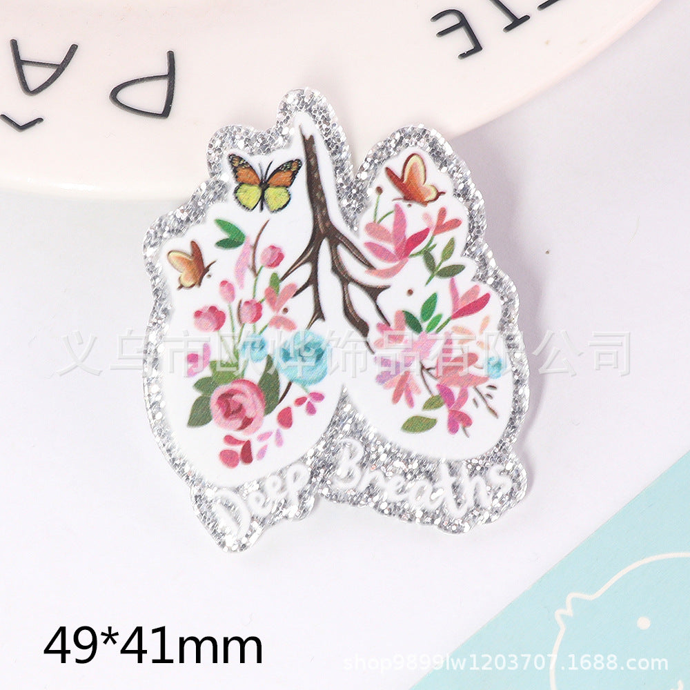 Wholesale New loose powder cartoon letters cute jewelry acrylic pin DIY patch accessories