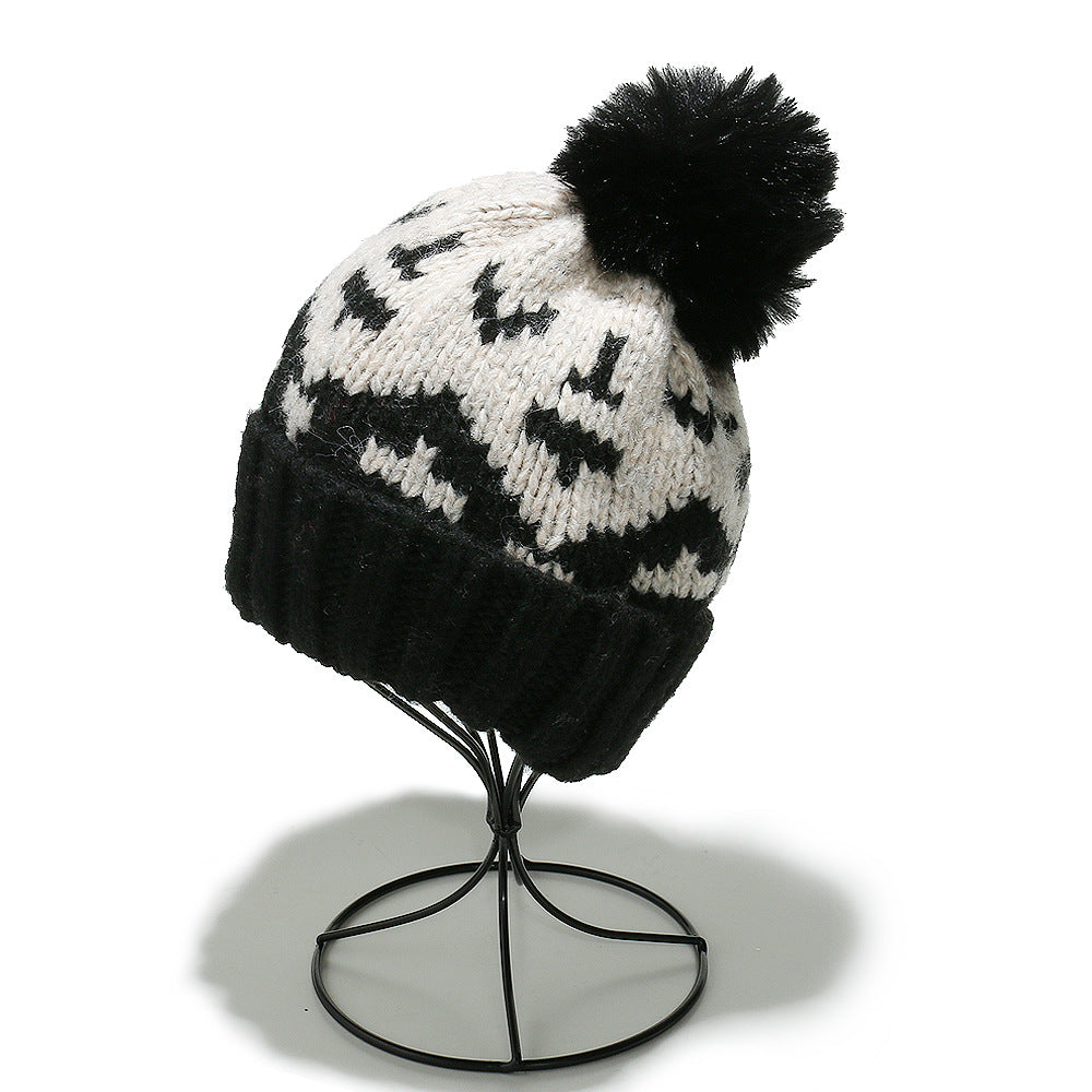 Wholesale Fall/Winter New Mohair Cold Hat Retro Geometric Diamond Knit Hat