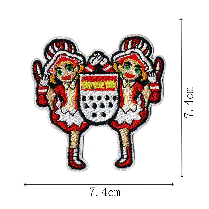 Wholesale Carnival Clown Crown Embroidered Iron On Patches Red Cartoon Design 12 Piece Set Towel Decoration DIY Craft Supply Gift Resale