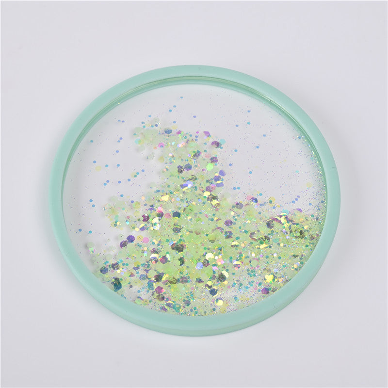Wholesale Creative Glitter Quicksand Coaster, Acrylic, PC Insulated Non-slip Dining Table, Personalized Ornament