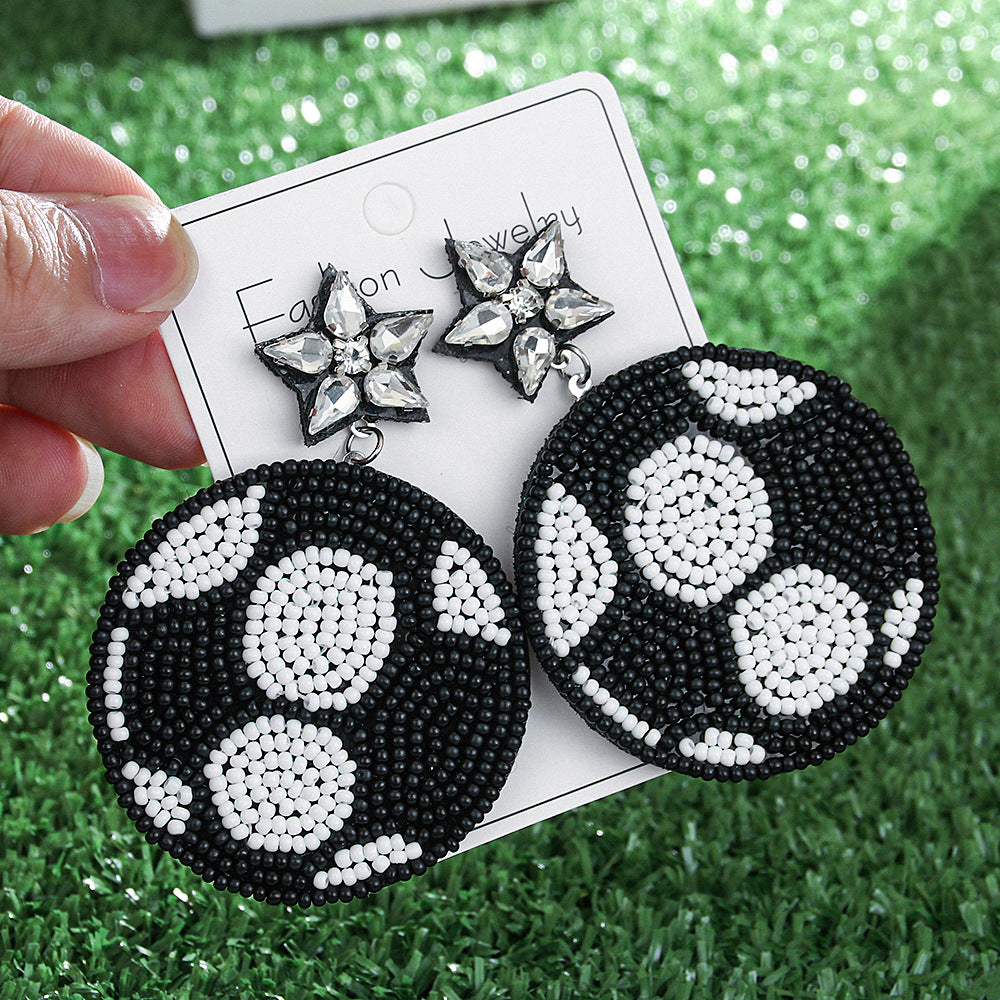 Wholesale New Game Day Sports Series Earrings Hand-woven Football Football Beaded Earrings