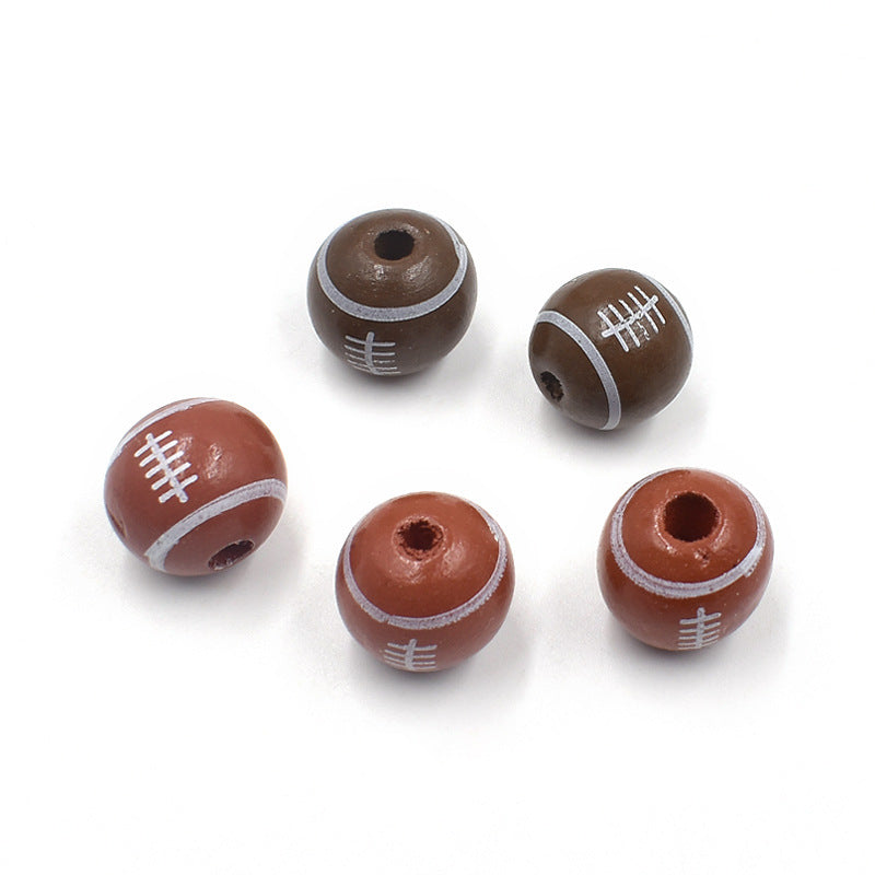Wholesale 10PCS Creative Color Printed DIY Wooden Beads