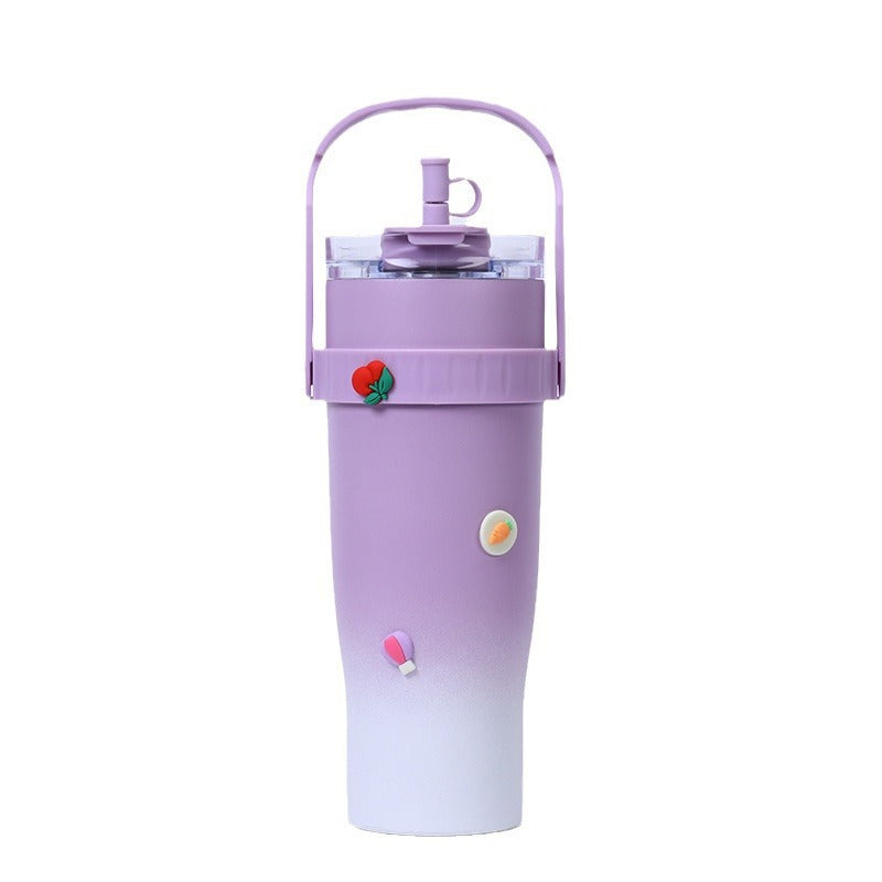 Wholesale 40oz Portable Car Cup Stainless Steel with Straw Insulation Cup Gradient Ice Cup