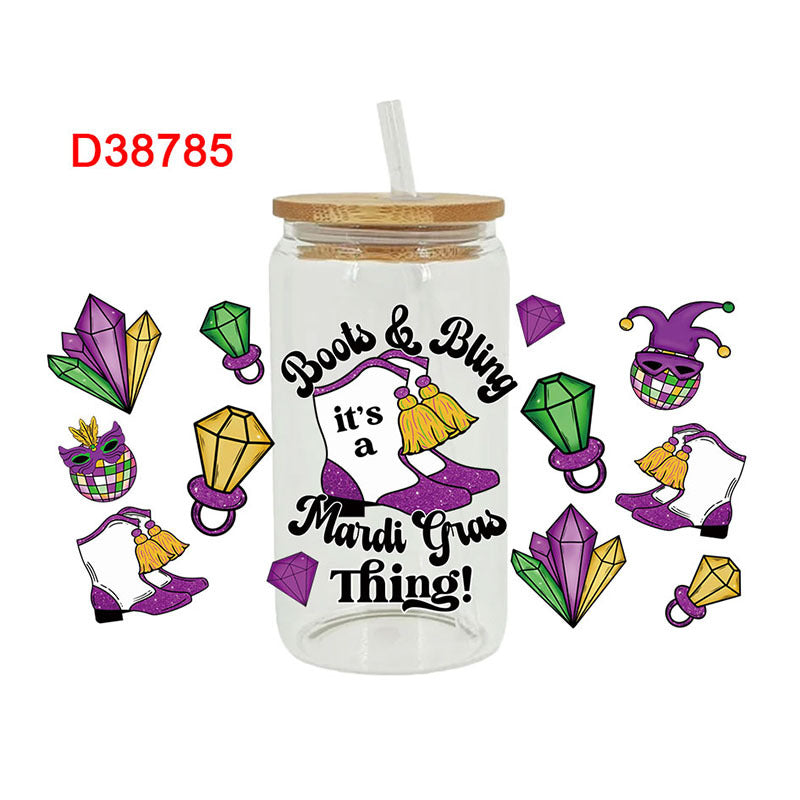 Wholesale UV transfer sticker for glass cups crystal label crystal sticker 16OZ UV DTF WRAPS