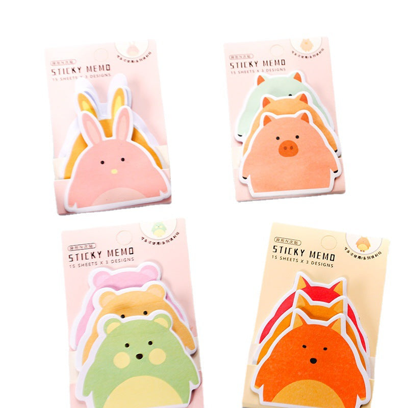 Wholesale 2pcs Cute Cartoon Sticky Notes 3 Books Animal Stacking Set