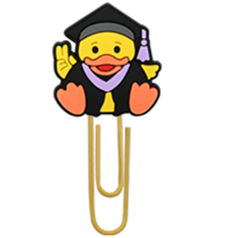 Wholesale Random 50pcs Little Yellow Duck Metal Soft Rubber Paperclip Bookmarks