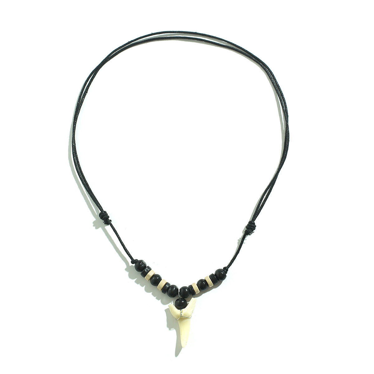 Wholesale Men's wooden bead shark tooth necklace jewelry