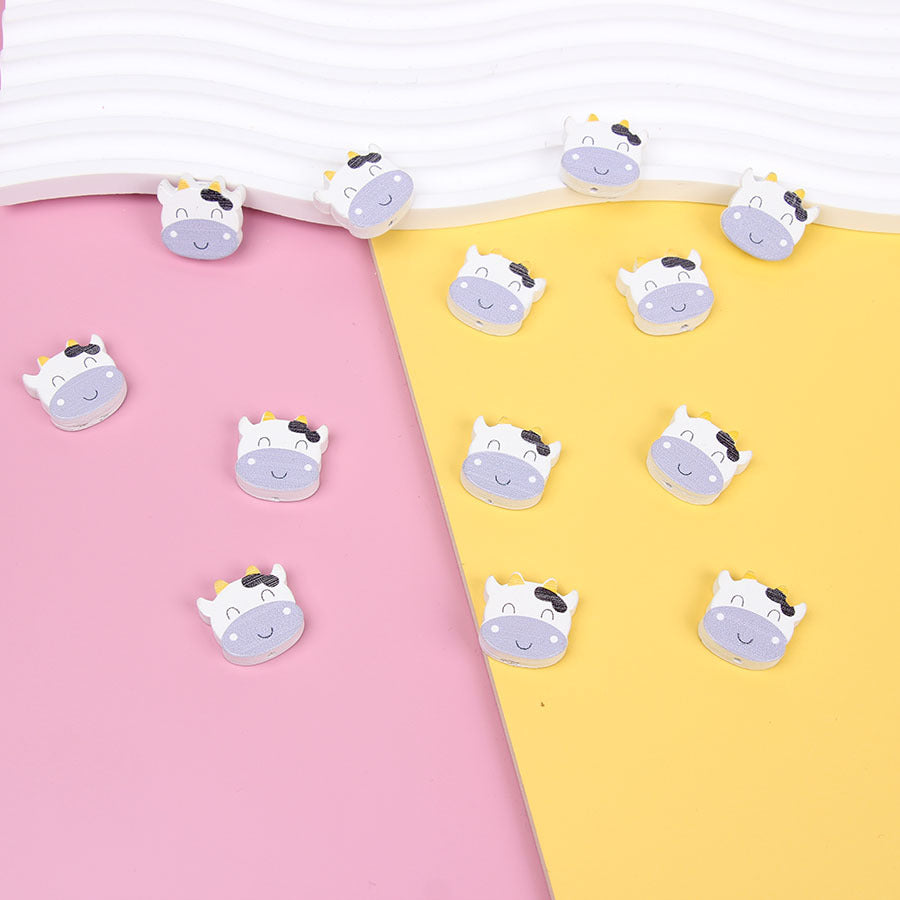 Wholesale 20PCS Cow Polka Dot Colorful DIY Hemp Rope Tassel Wooden Beads