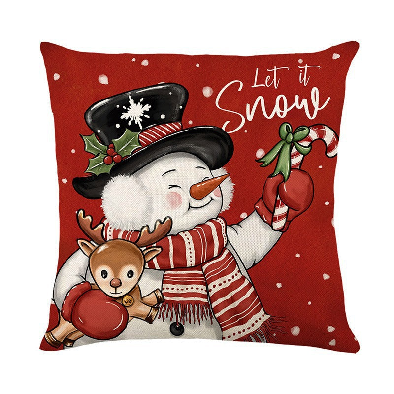 Wholesale Christmas Pillowcase Snowman Decoration Sofa Cushion Cover Linen Pillowcase