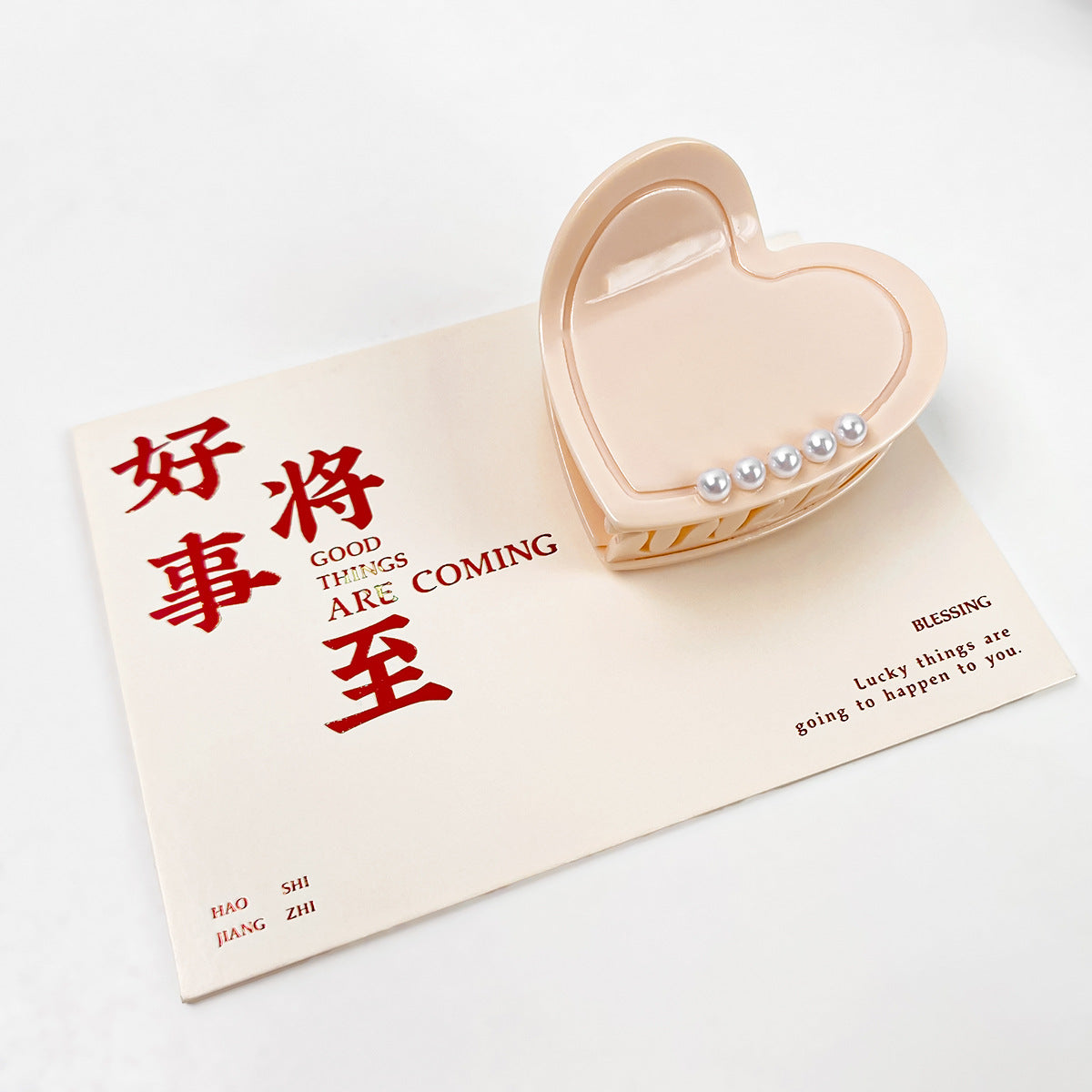 Wholesale Acrylic Diamond Studded Pearl Heart Hair Clips