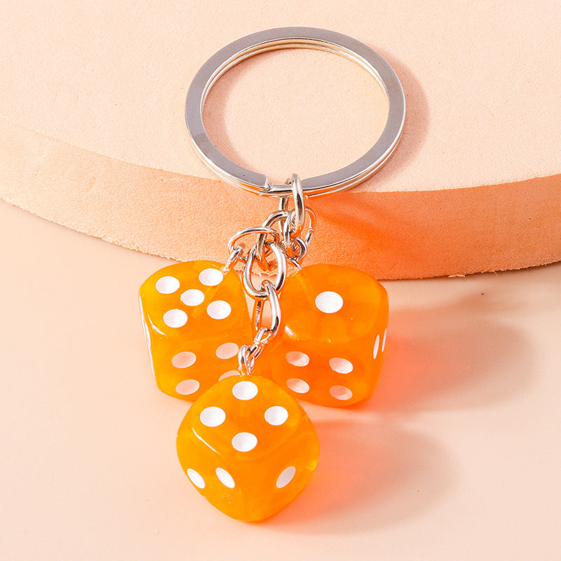 Wholesale Resin Geometry Square Dice Keychain