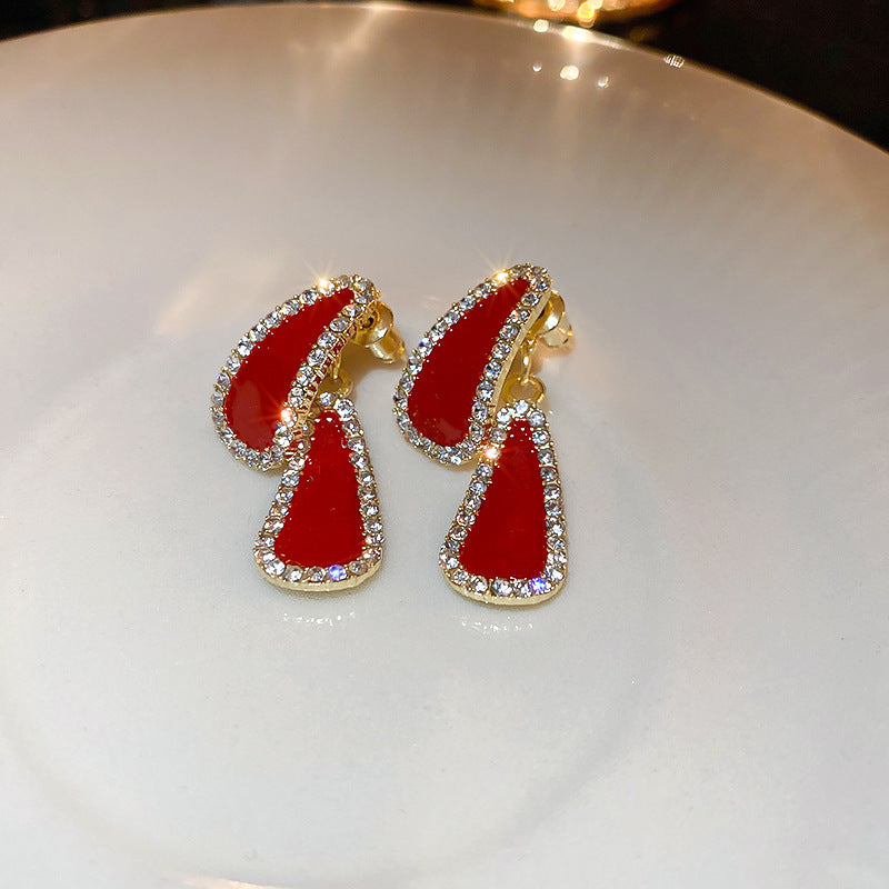 Wholesale Antique Style Red Geometric Diamond Earrings