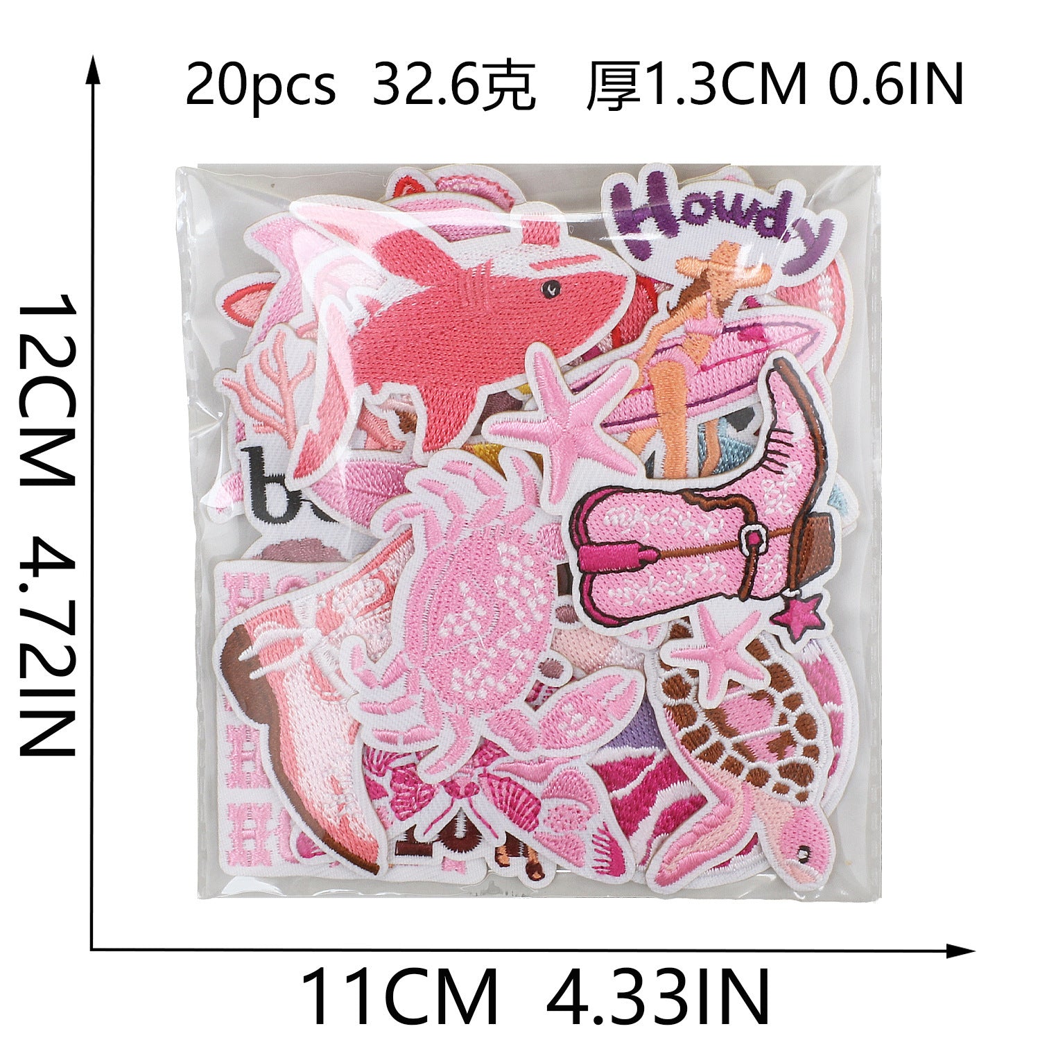 Wholesale Pink Surf Girl Embroidered Patch With Turtle Shell Bow Shark Decorative Fashion Accessory For Clothing DIY Craft Boutique Resale
